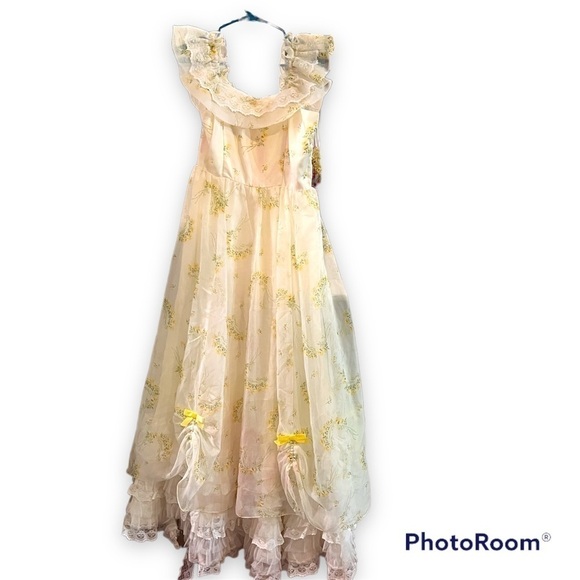 Vintage Union Made Maxi Dress Prairie Cottagecore Goth - Picture 6 of 8